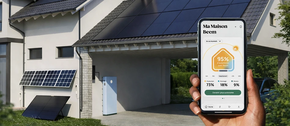 Kit solaire Plug and Play Beem Energy installé dans un jardin